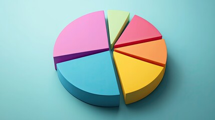 Obraz premium A pie chart with bold colors and labels, perfect for illustrating data distribution