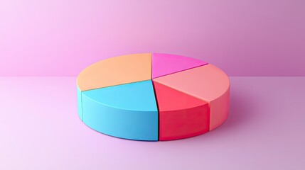 Obraz premium A pie chart with three-dimensional segments, representing data distribution in a modern design