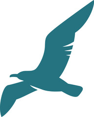 Flying seagull logo. Marine bird simple emblem