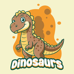 Cute Funny Tyrannosaurus Rex Dinosaur Character in Hand Drawn Vector Cartoon Illustration Design for sticker, badge, patch, banner, greeting card, invitation