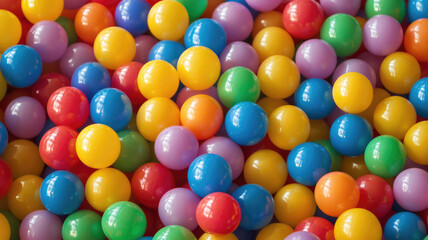 many colors plastic balls background. kids playground decoration scene, detailed high resolution photo