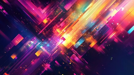 Obraz premium A vibrant abstract background with digital glitch effects and bright, overlapping colors