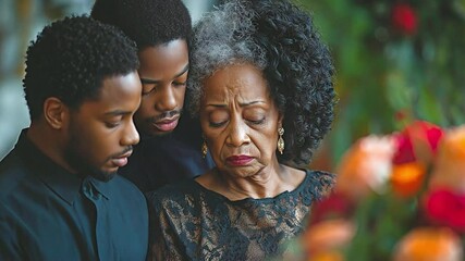 portraits capturing individuals in quiet reflection during a solemn ceremony. 
