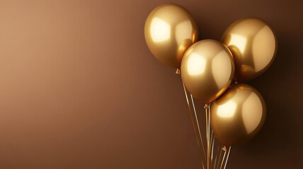 golden balloons on a brown background, highly detailed image