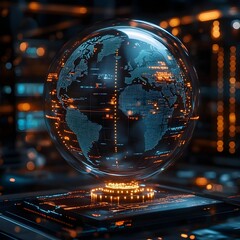 Fototapeta premium Futuristic Globe in Tech Environment