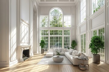 Fototapeta premium Spacious Interior Design with Large Windows and Natural Light