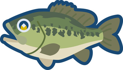 かわいいオオクチバスのイラスト