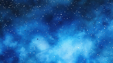 blue gradient watercolor starry sky background, dark blue watercolor  galaxy background with stars and nebulae, blue watercolor space ,banner, detailed hyper realistic image