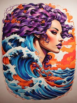 Colorful Abstract Artwork Featuring a Female Face