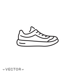 sneakers icon, sports shoes, thin line symbol isolated on white background, editable stroke eps 10 vector illustration