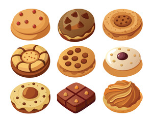 set  of different types of cookies vector illustration