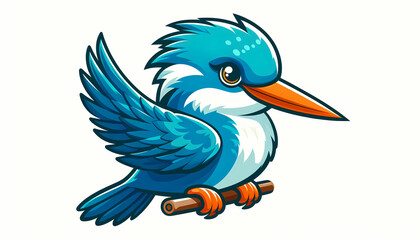 Kingfisher  bird against white background 