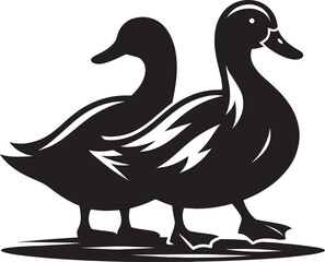 Duck Silhouette isolated on white background Minimalist duck vector illustration