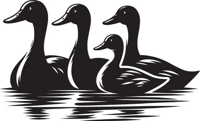 Duck Silhouette isolated on white background Minimalist duck vector illustration