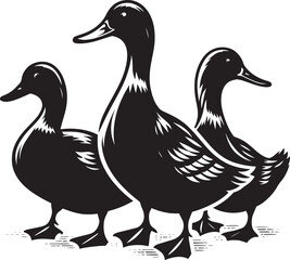 Duck Silhouette isolated on white background Minimalist duck vector illustration