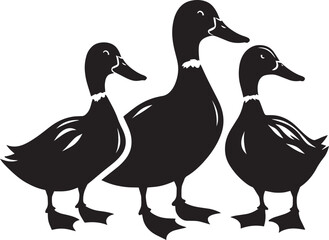Duck Silhouette isolated on white background Minimalist duck vector illustration