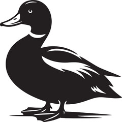 Duck Silhouette isolated on white background Minimalist duck vector illustration