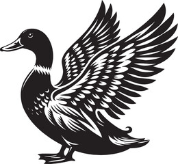 Fototapeta premium Duck Silhouette isolated on white background Minimalist duck vector illustration