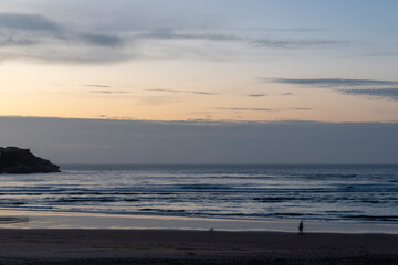 La Concha beach by sunset Suances coast Cantabria Spain