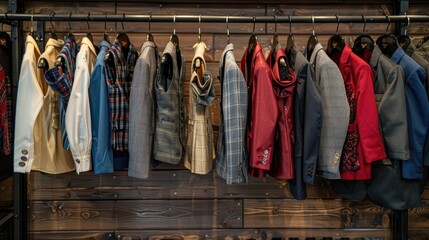 A beautiful array of kids' formal wear on hangers, showcased on a wall in the mall's special occasion section