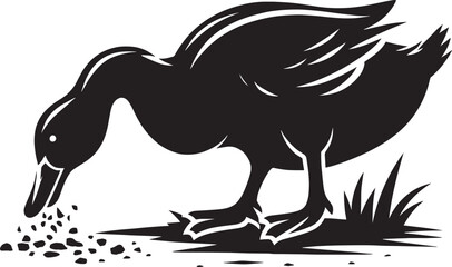 Duck Silhouette isolated on white background Minimalist duck vector illustration