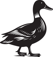 Duck Silhouette isolated on white background Minimalist duck vector illustration