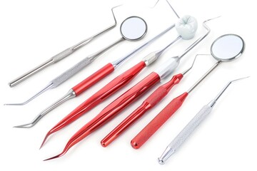 A collection of tools arranged on a white surface, ideal for use in illustrations and designs