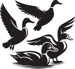 Duck Silhouette isolated on white background Minimalist duck vector illustration