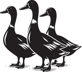 Duck Silhouette isolated on white background Minimalist duck vector illustration