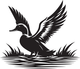Duck Silhouette isolated on white background Minimalist duck vector illustration
