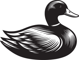 Duck Silhouette isolated on white background Minimalist duck vector illustration