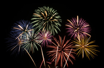 Vibrant Fireworks Display Against Night Sky
