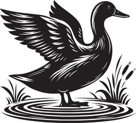 Duck Silhouette isolated on white background Minimalist duck vector illustration