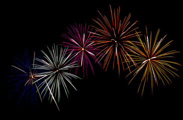 Vibrant Fireworks Display Against Night Sky