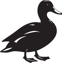 Duck Silhouette isolated on white background Minimalist duck vector illustration