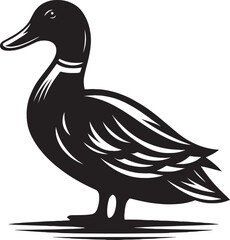 Duck Silhouette isolated on white background Minimalist duck vector illustration