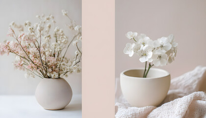 Fototapeta premium A solid color, like beige or soft pink, that provides a clean and unintrusive backdrop.