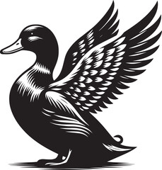 Duck Silhouette isolated on white background Minimalist duck vector illustration