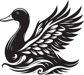 Duck Silhouette isolated on white background Minimalist duck vector illustration