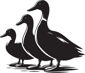 Duck Silhouette isolated on white background Minimalist duck vector illustration