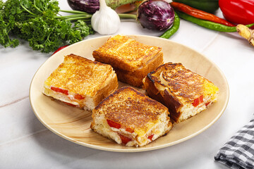 Hot sandwich cheese and tomato
