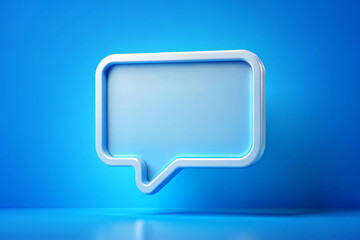 Fototapeta premium 3D White Speech Bubble On Blue Background.