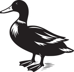 Duck Silhouette isolated on white background Minimalist duck vector illustration