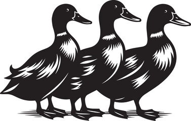 Duck Silhouette isolated on white background Minimalist duck vector illustration