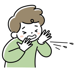 くしゃみをする男の子の上半身
