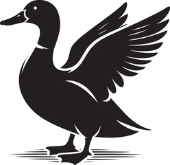 Duck Silhouette isolated on white background Minimalist duck vector illustration