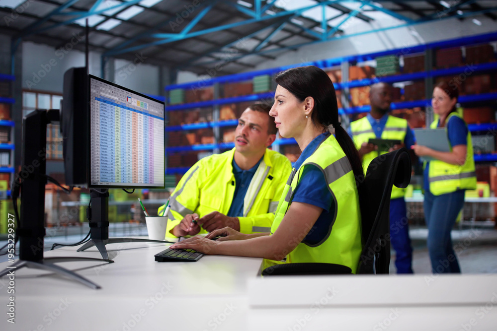 Poster Warehouse Inventory Management On Computer