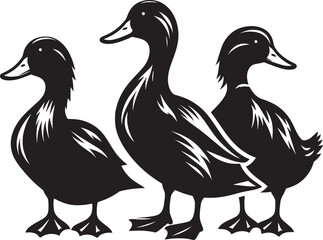 Duck Silhouette isolated on white background Minimalist duck vector illustration