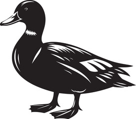 Duck Silhouette isolated on white background Minimalist duck vector illustration