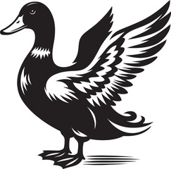 Duck Silhouette isolated on white background Minimalist duck vector illustration